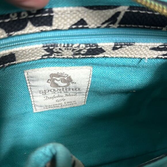 Spartina 449 Daufuskie Island Black & Cream Linen Floral Bag - Picture 9 of 12